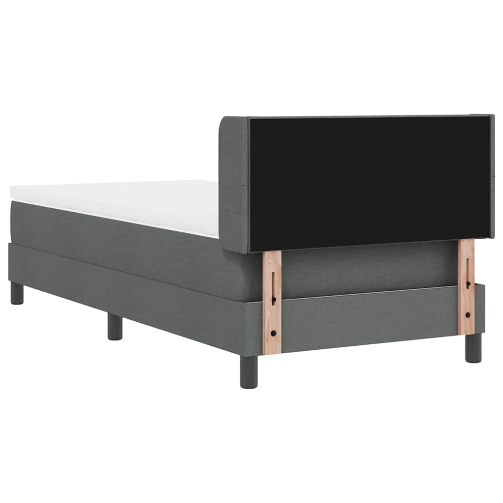 Postel S Boxspringem S Čelo Tmavě Šedá 200 X 90 Cm Textil