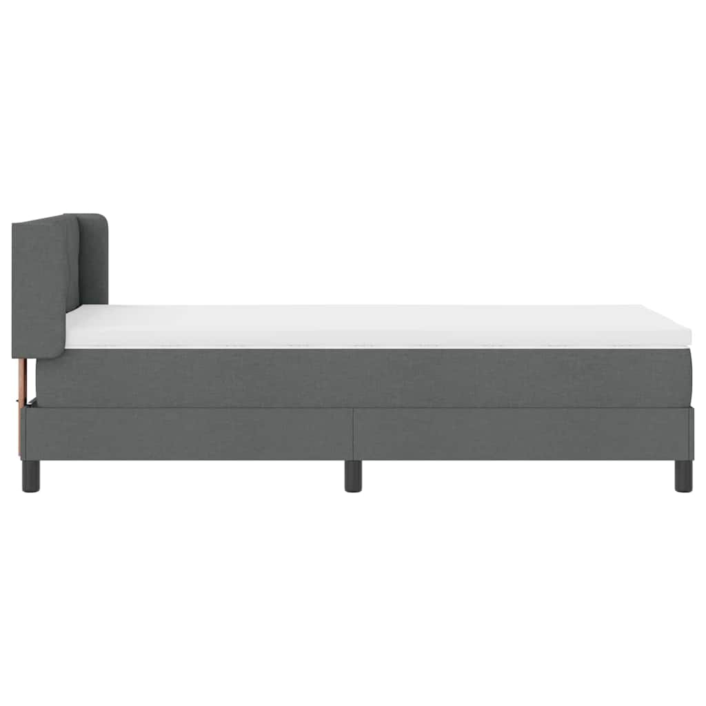 Postel S Boxspringem S Čelo Tmavě Šedá 200 X 90 Cm Textil