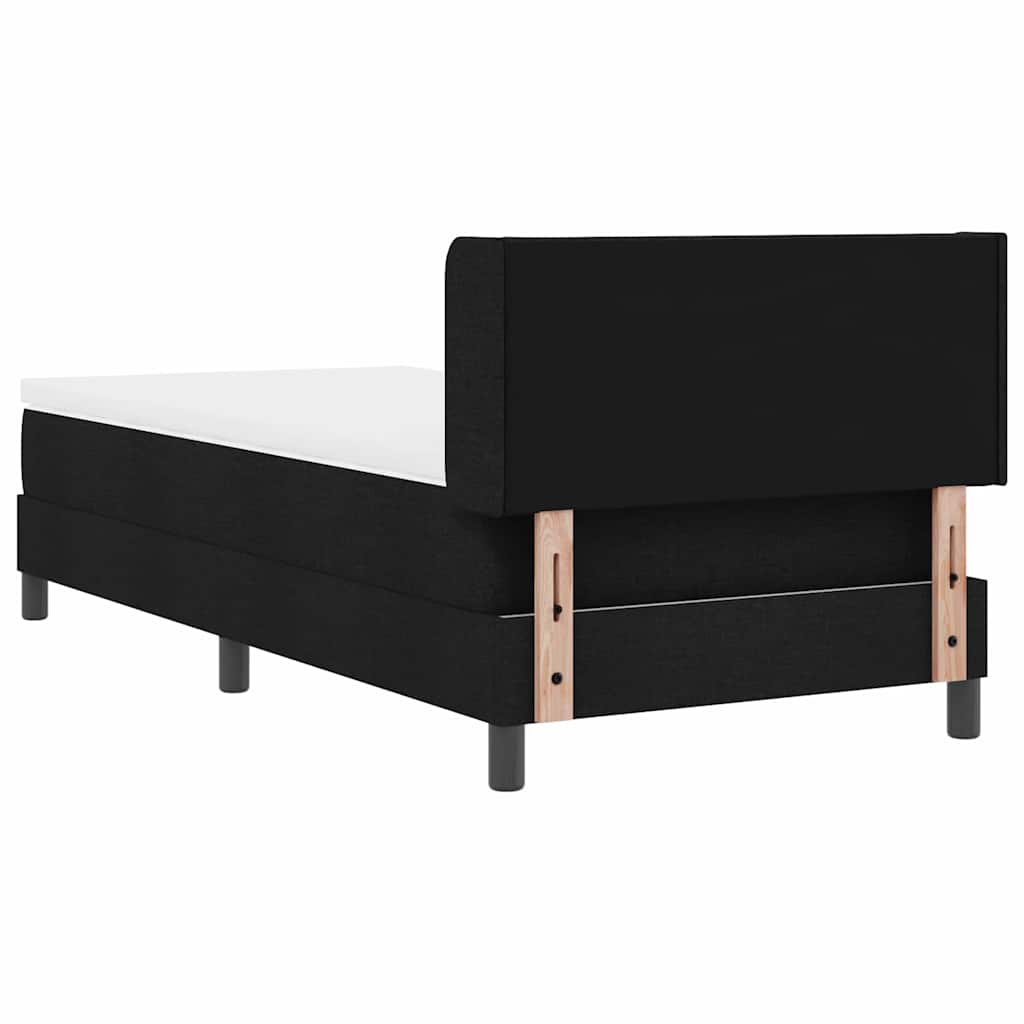 Postel S Boxspringem S Čelo Černý 200 X 90 Cm Textil