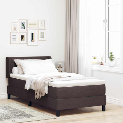 Postel S Boxspringem S Čelo Tmavě Hnědá 200 X 90 Cm Textil
