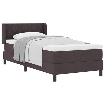 Postel S Boxspringem S Čelo Tmavě Hnědá 200 X 90 Cm Textil