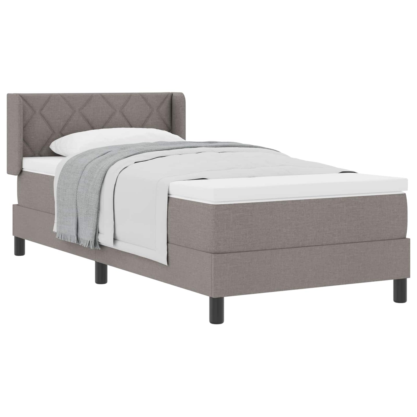 Postel S Boxspringem S Čelo Taupe 200 X 90 Cm Textil