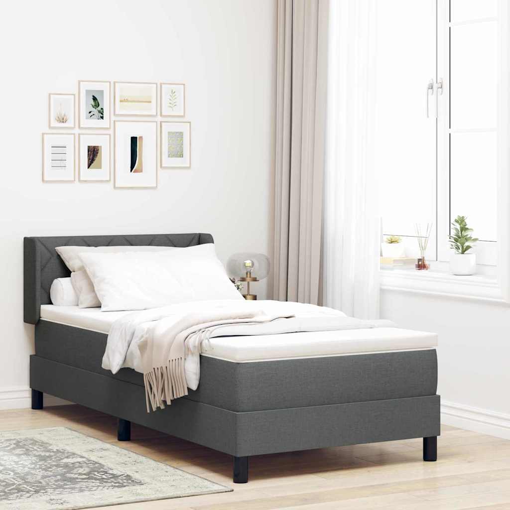 Postel S Boxspringem S Čelo Tmavě Šedá 200 X 100 Cm Textil