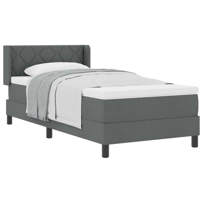Postel S Boxspringem S Čelo Tmavě Šedá 200 X 100 Cm Textil