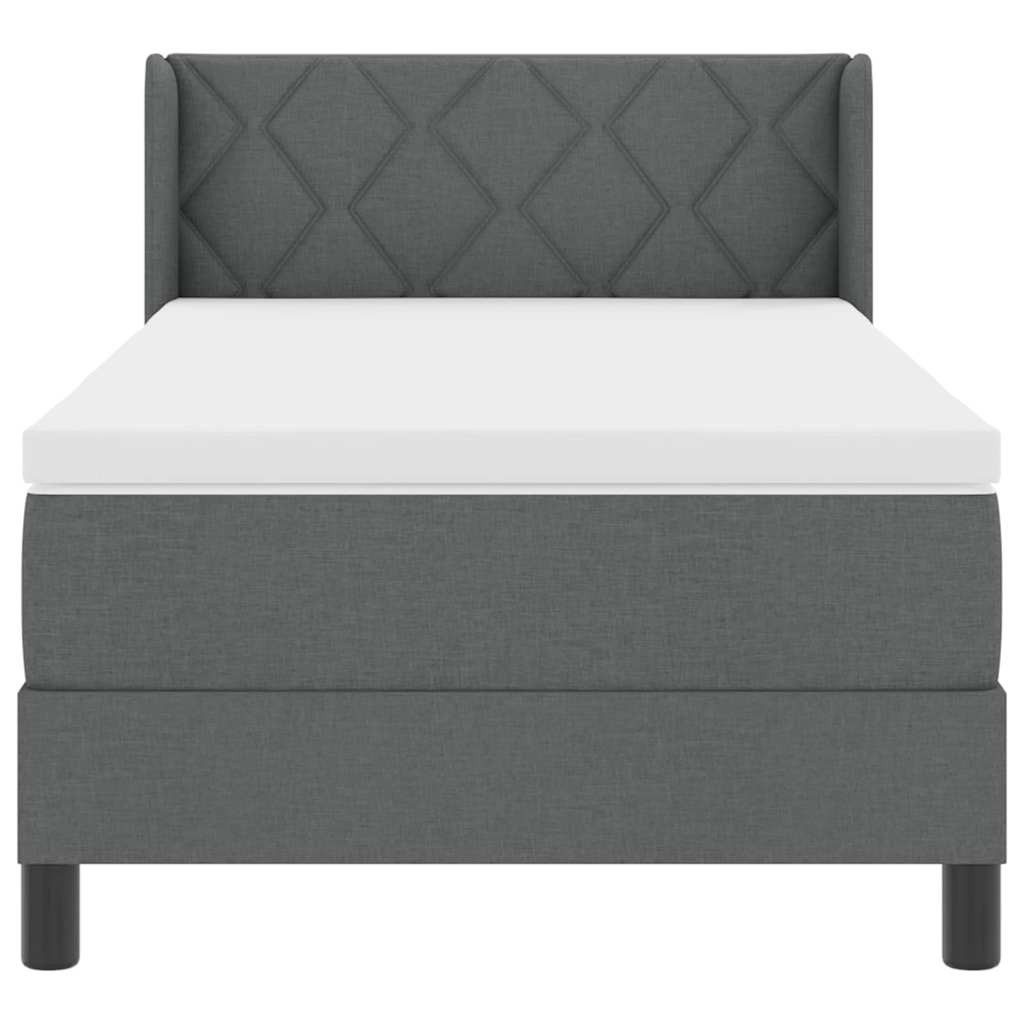 Postel S Boxspringem S Čelo Tmavě Šedá 200 X 100 Cm Textil