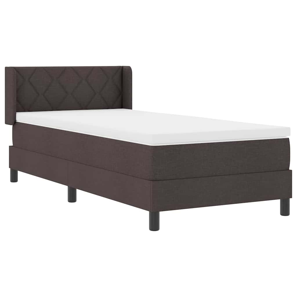 Postel S Boxspringem S Čelo Tmavě Hnědá 200 X 100 Cm Textil