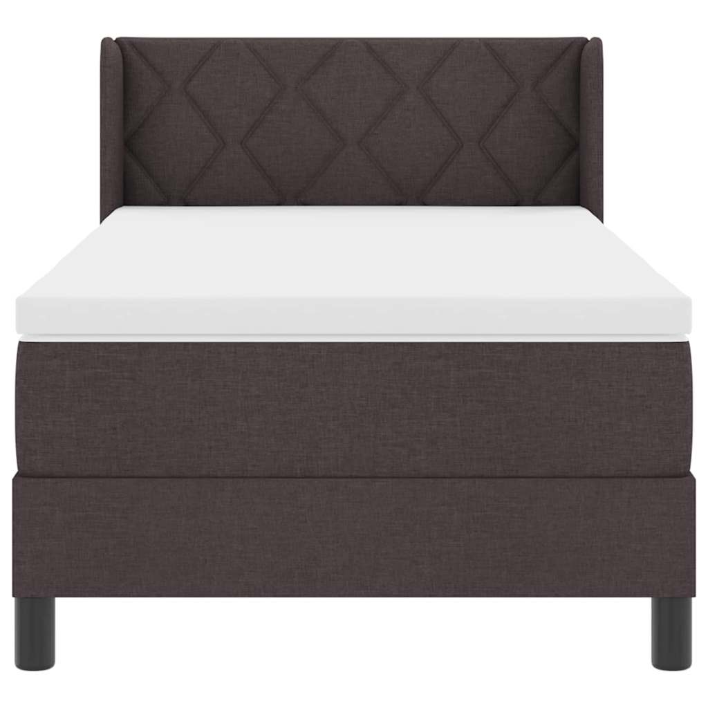 Postel S Boxspringem S Čelo Tmavě Hnědá 200 X 100 Cm Textil
