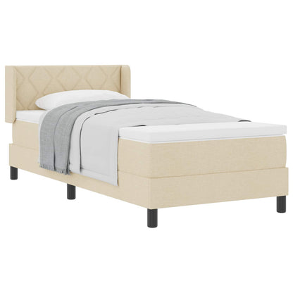 Postel S Boxspringem S Čelo Krémová 200 X 100 Cm Textil