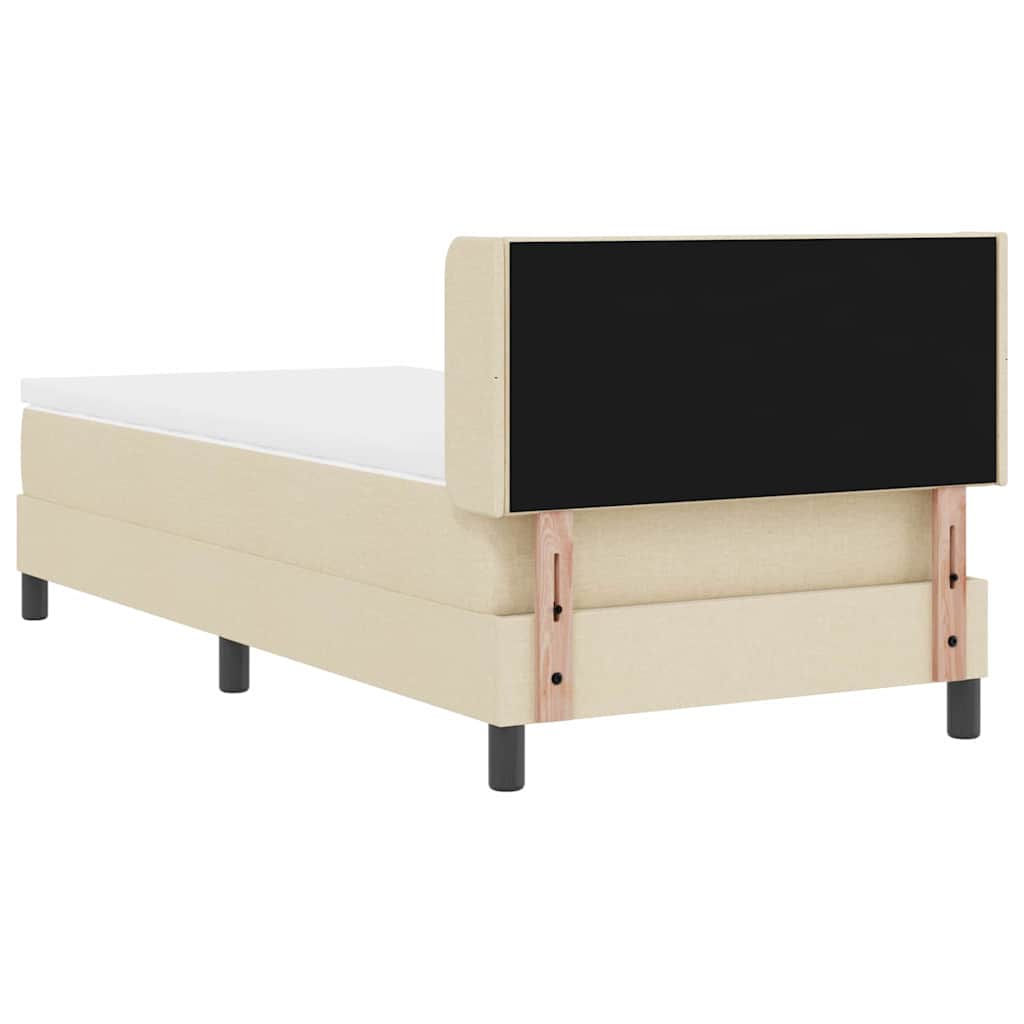 Postel S Boxspringem S Čelo Krémová 200 X 100 Cm Textil