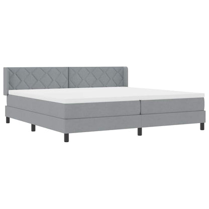 Postel S Boxspringem S Čelo Světle Šedá 200 X 200 Cm Textil