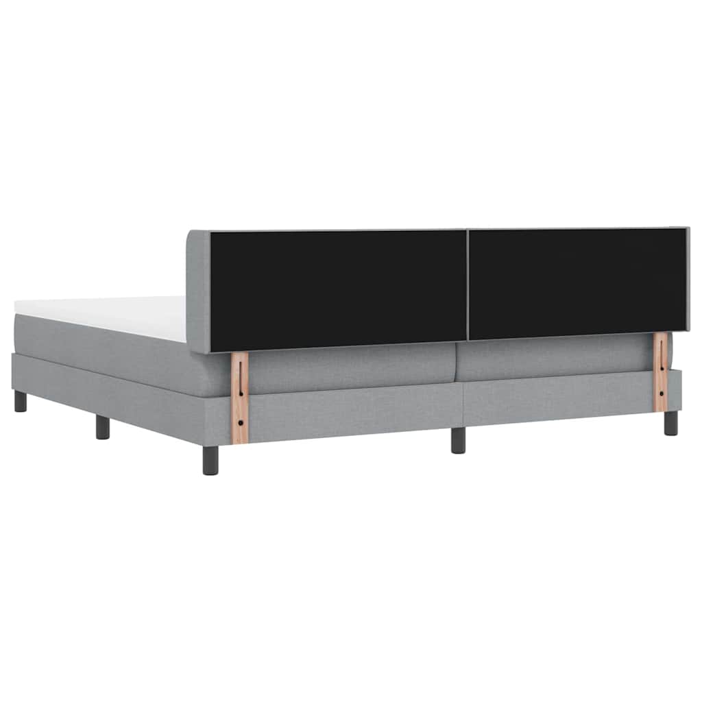 Postel S Boxspringem S Čelo Světle Šedá 200 X 200 Cm Textil