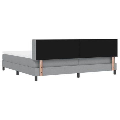 Postel S Boxspringem S Čelo Světle Šedá 200 X 200 Cm Textil