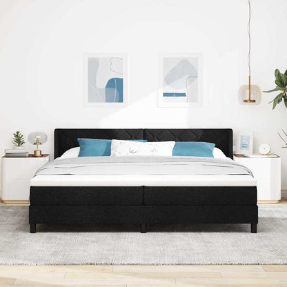 Postel S Boxspringem S Čelo Černý 200 X 200 Cm Textil