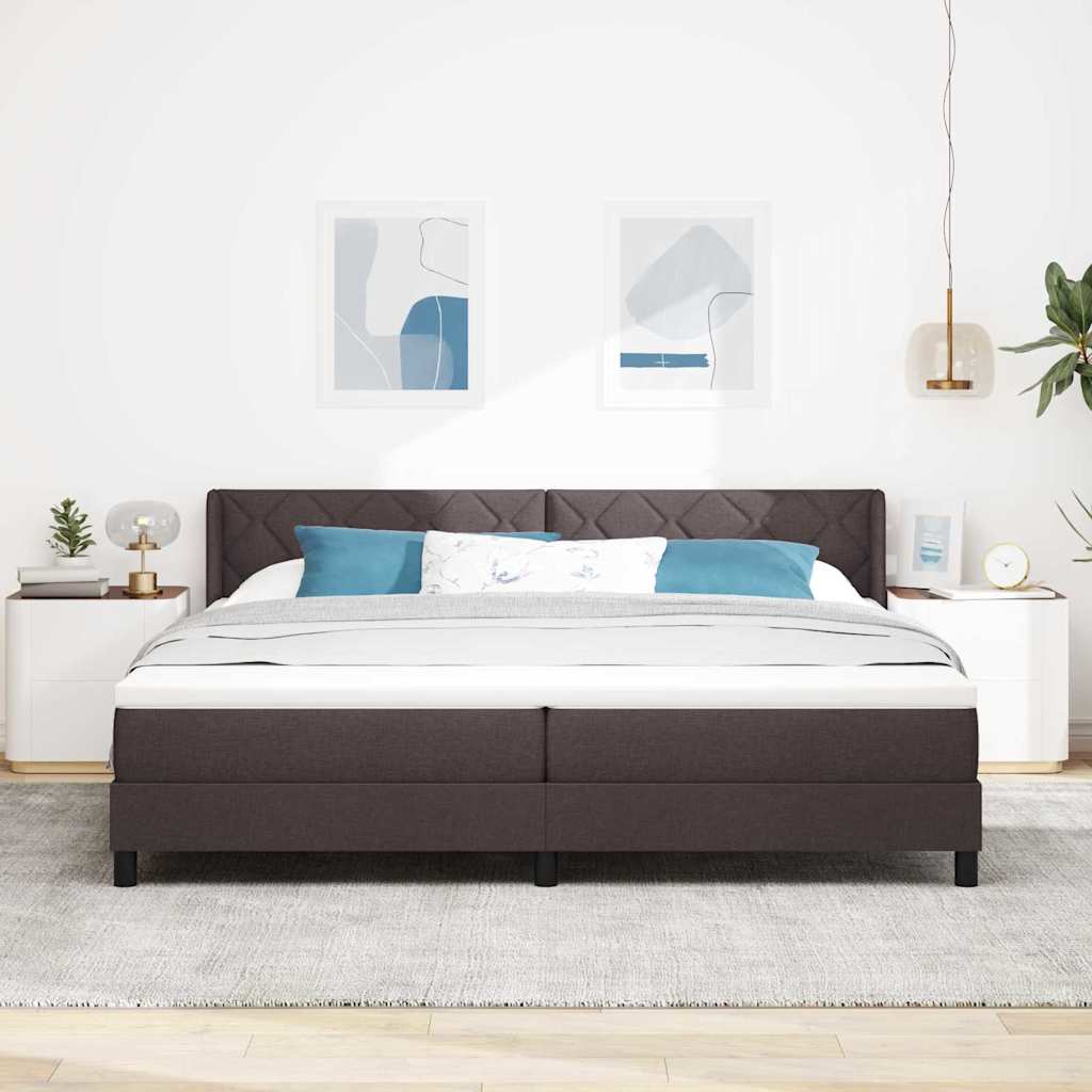 Postel S Boxspringem S Čelo Tmavě Hnědá 200 X 200 Cm Textil