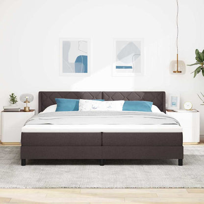 Postel S Boxspringem S Čelo Tmavě Hnědá 200 X 200 Cm Textil