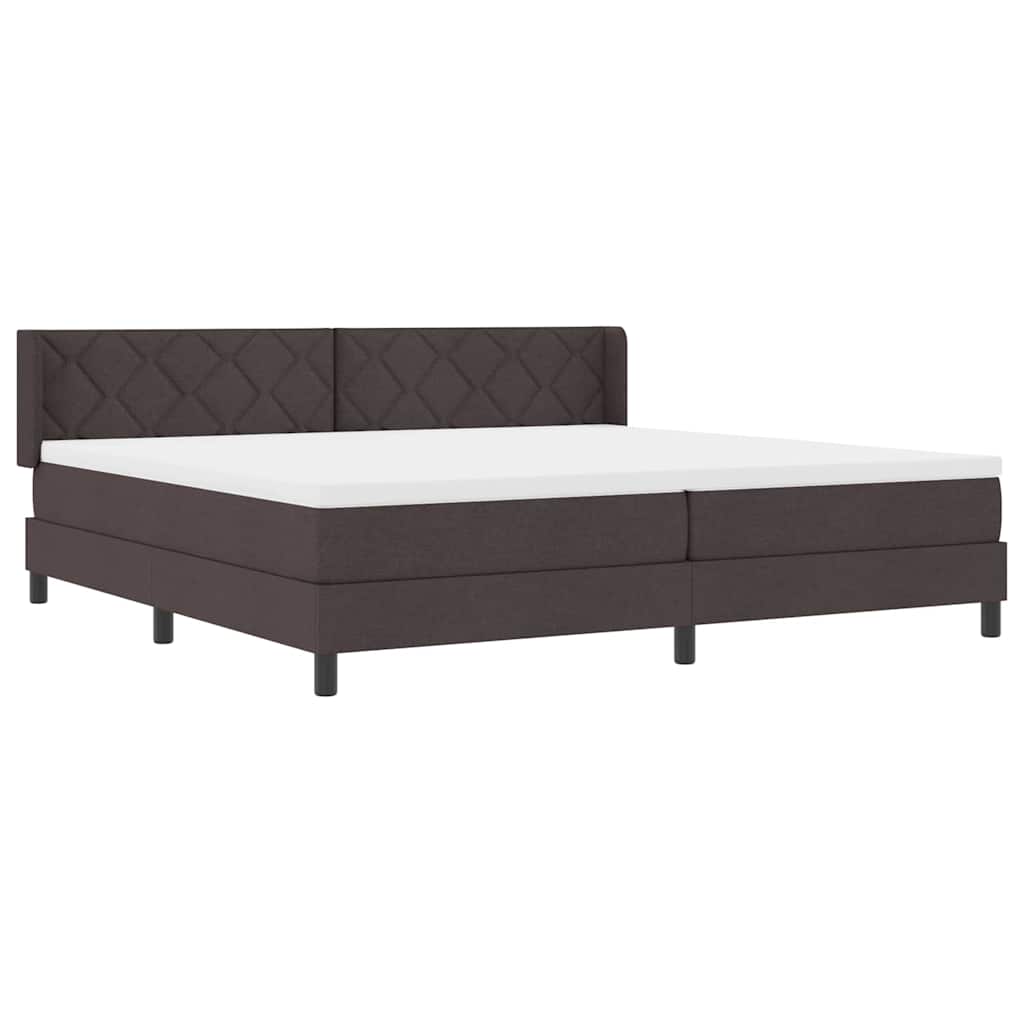 Postel S Boxspringem S Čelo Tmavě Hnědá 200 X 200 Cm Textil