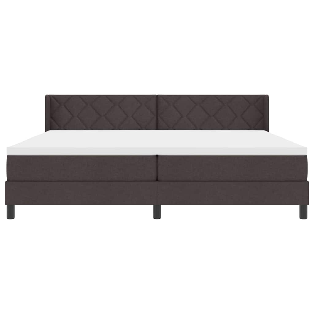 Postel S Boxspringem S Čelo Tmavě Hnědá 200 X 200 Cm Textil