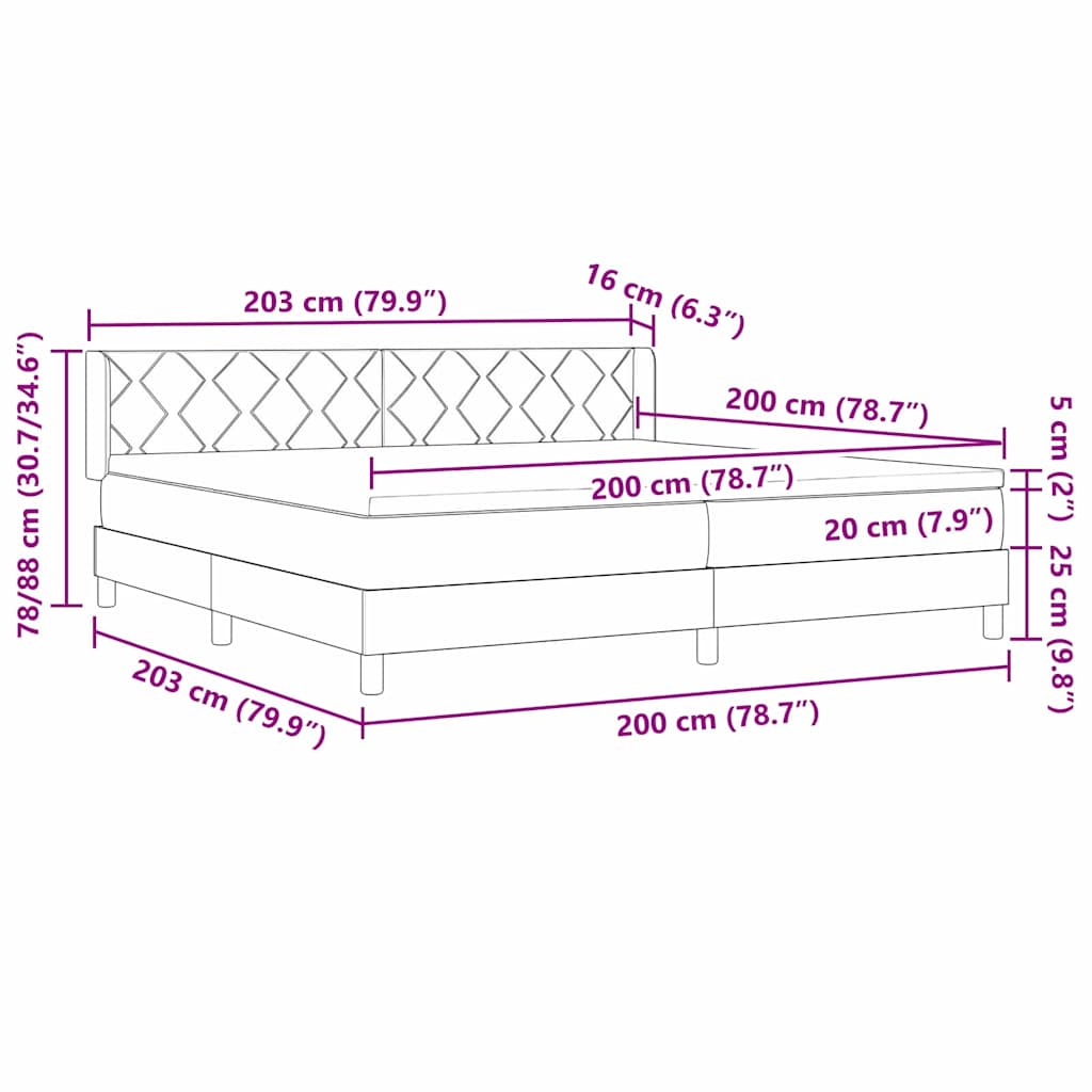 Postel S Boxspringem S Čelo Tmavě Hnědá 200 X 200 Cm Textil