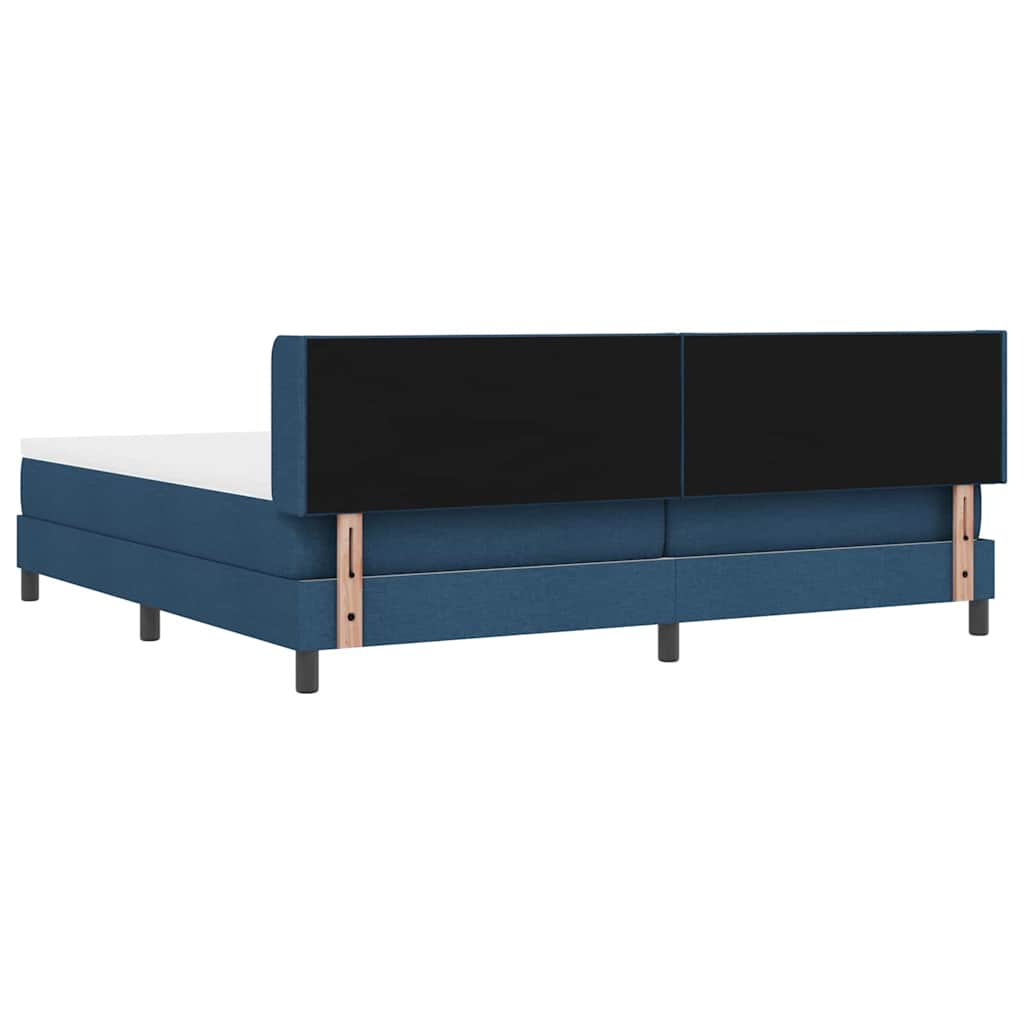 Postel S Boxspringem S Čelo Modrá 200 X 200 Cm Textil