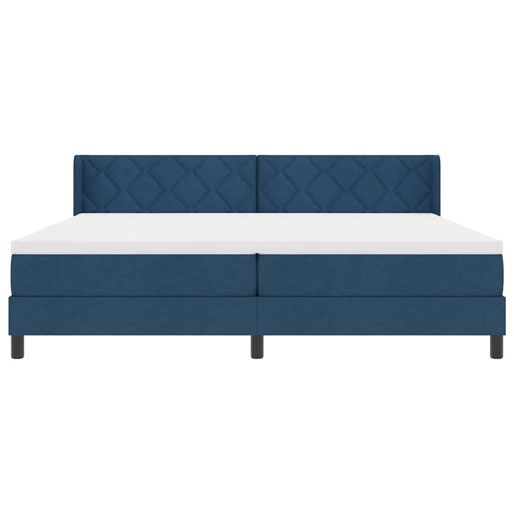 Postel S Boxspringem S Čelo Modrá 200 X 200 Cm Textil
