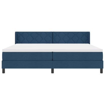 Postel S Boxspringem S Čelo Modrá 200 X 200 Cm Textil
