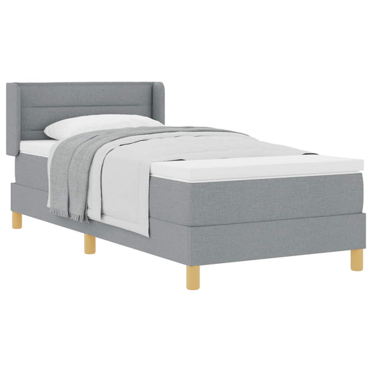 Postel S Boxspringem S Matrací Světle Šedá 190 X 90 Cm Textil