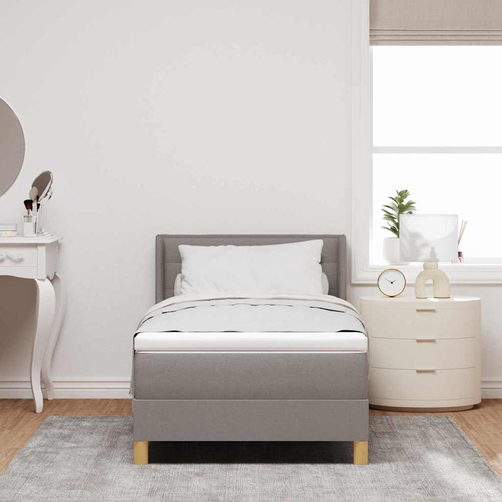 Postel S Boxspringem S Matrací S Čelo Taupe 190 X 90 Cm Textil