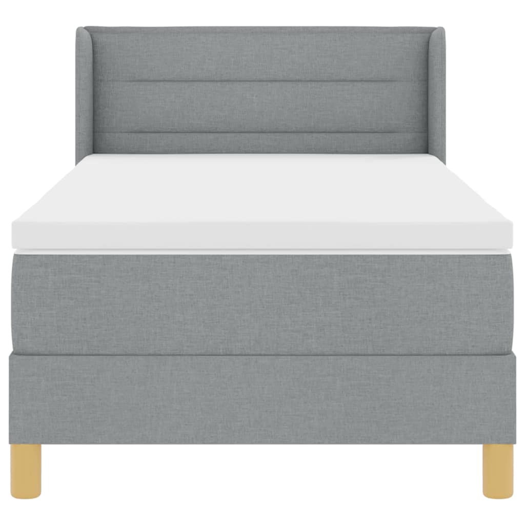 Postel S Boxspringem S Matrací Světle Šedá 200 X 90 Cm Textil