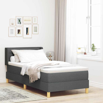 Postel S Boxspringem S Matrací Tmavě Šedá 200 X 90 Cm Textil