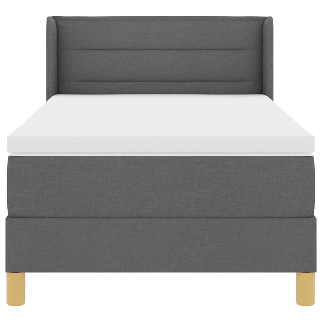 Postel S Boxspringem S Matrací Tmavě Šedá 200 X 90 Cm Textil