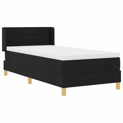 Postel S Boxspringem S Matrací S Čelo Černý 200 X 90 Cm Textil