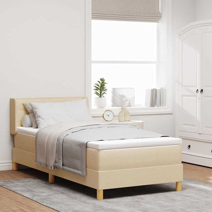 Postel S Boxspringem S Matrací Krémová 200 X 100 Cm Textil