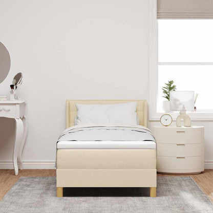 Postel S Boxspringem S Matrací Krémová 200 X 100 Cm Textil