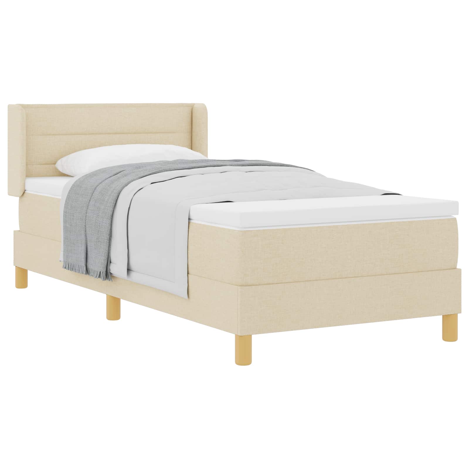 Postel S Boxspringem S Matrací Krémová 200 X 100 Cm Textil