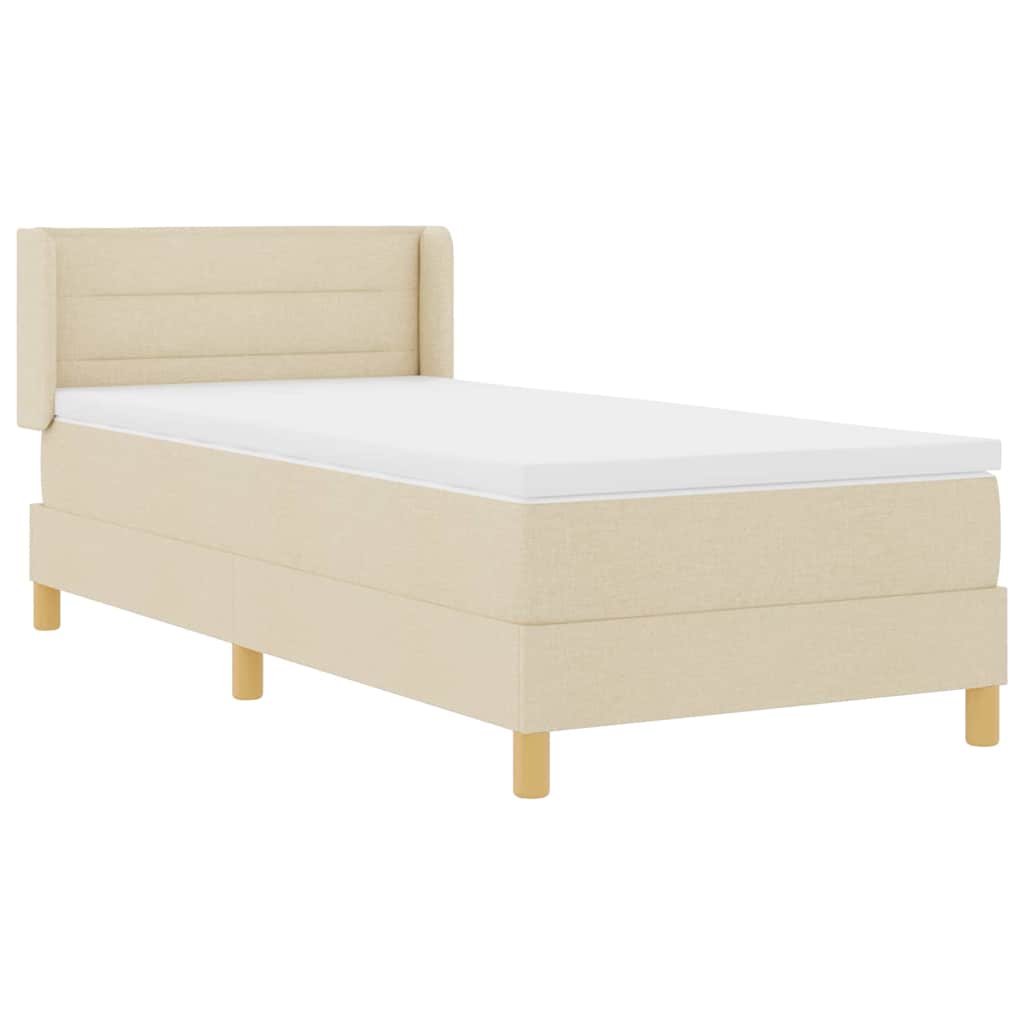 Postel S Boxspringem S Matrací Krémová 200 X 100 Cm Textil