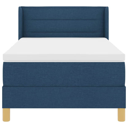Postel S Boxspringem S Matrací S Čelo Modrá 200 X 100 Cm Textil