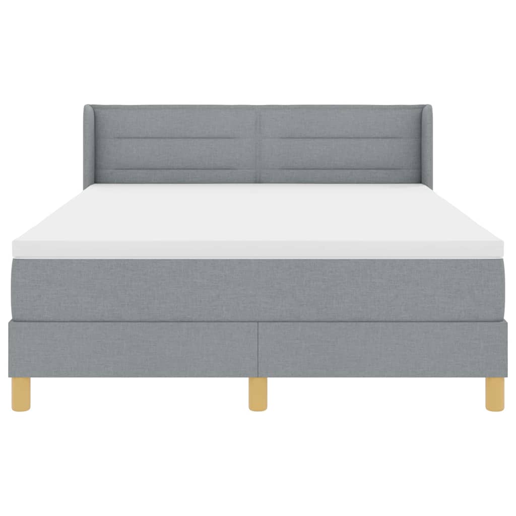 Postel S Boxspringem S Matrací Světle Šedá 190 X 140 Cm Textil
