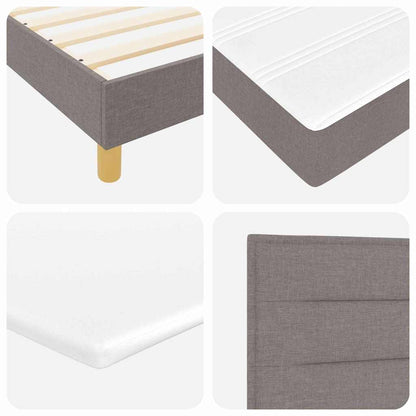 Postel S Boxspringem S Matrací S Čelo Taupe 190 X 140 Cm Textil