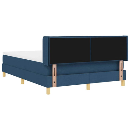 Postel S Boxspringem S Matrací S Čelo Modrá 190 X 140 Cm Textil