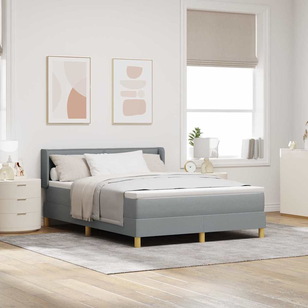 Postel S Boxspringem S Matrací Světle Šedá 200 X 140 Cm Textil