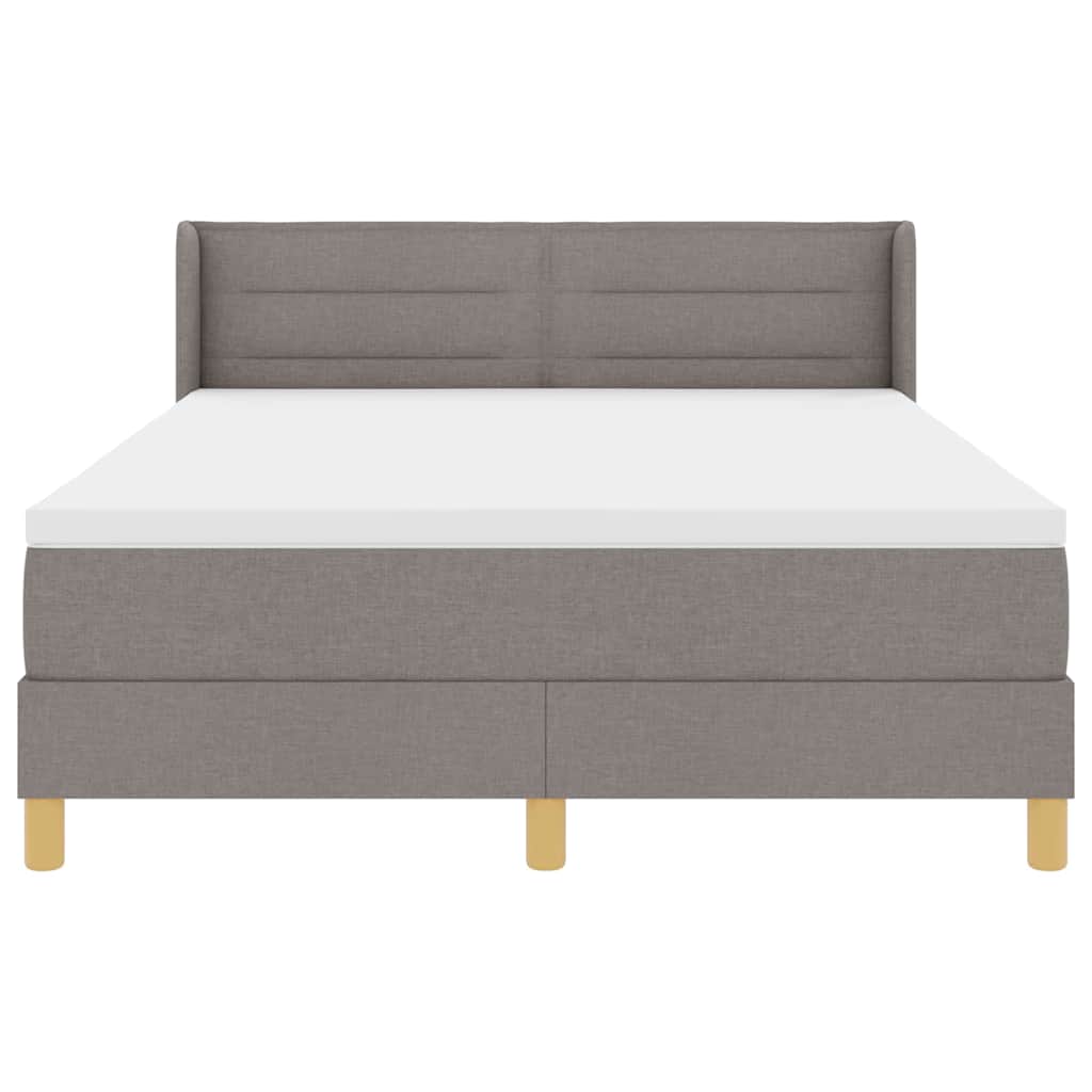 Postel S Boxspringem S Matrací S Čelo Taupe 200 X 140 Cm Textil