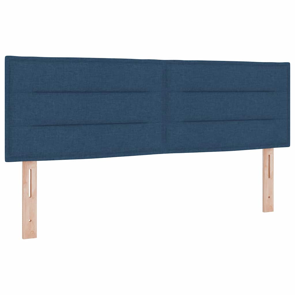 Postel S Boxspringem S Matrací S Čelo Modrá 200 X 140 Cm Textil