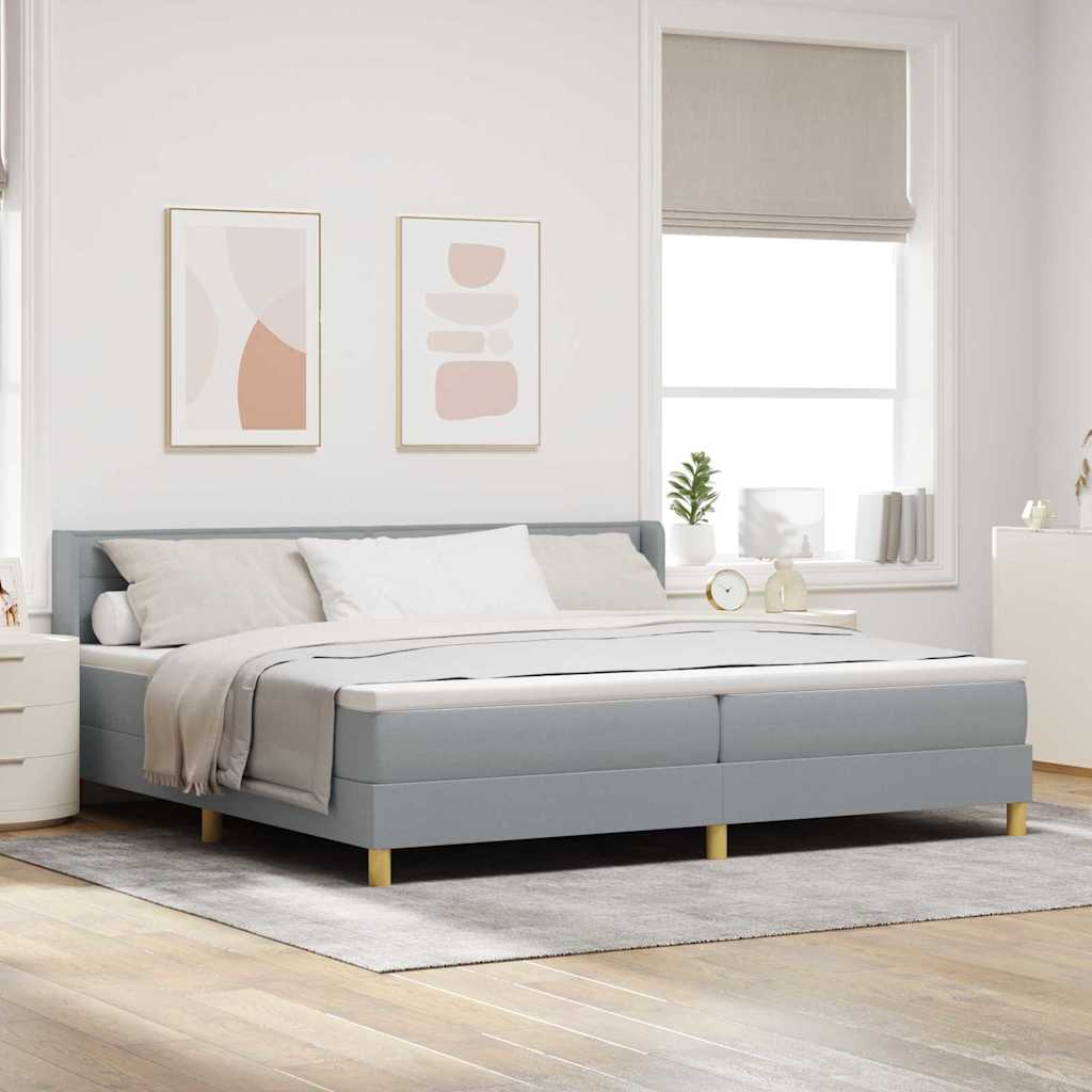 Postel S Boxspringem S Matrací Světle Šedá 200 X 200 Cm Textil