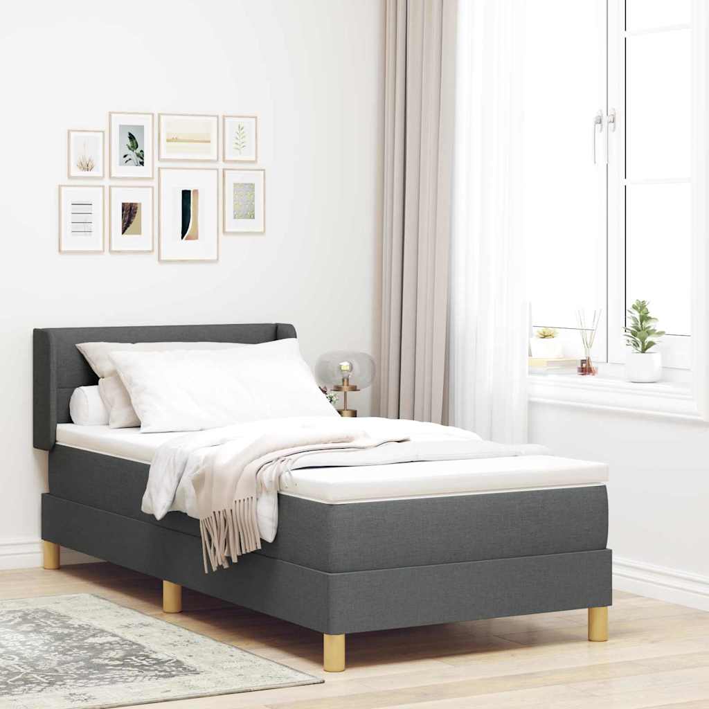 Postel S Boxspringem S Čelo Tmavě Šedá 200 X 80 Cm Textil