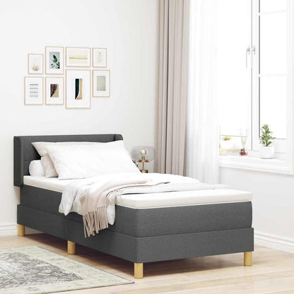 Postel S Boxspringem S Čelo Tmavě Šedá 200 X 80 Cm Textil