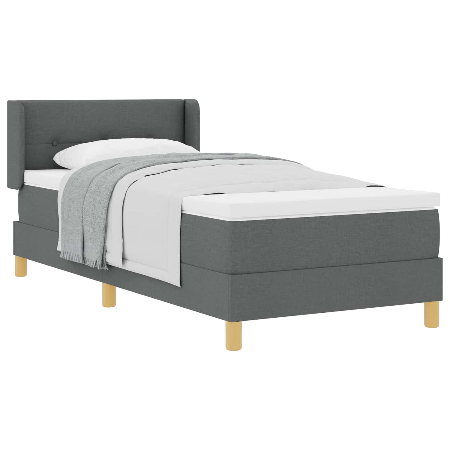 Postel S Boxspringem S Čelo Tmavě Šedá 200 X 80 Cm Textil