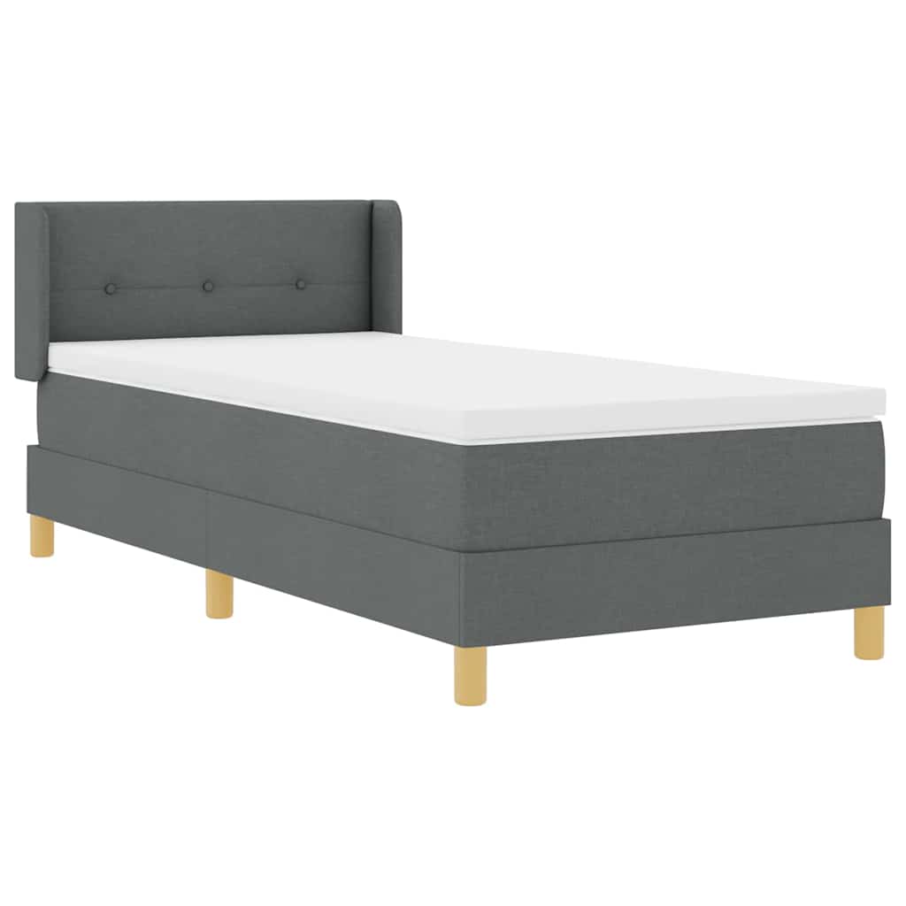Postel S Boxspringem S Čelo Tmavě Šedá 200 X 80 Cm Textil