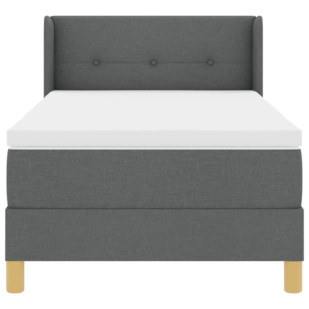Postel S Boxspringem S Čelo Tmavě Šedá 200 X 80 Cm Textil