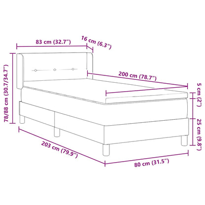 Postel S Boxspringem S Čelo Tmavě Šedá 200 X 80 Cm Textil