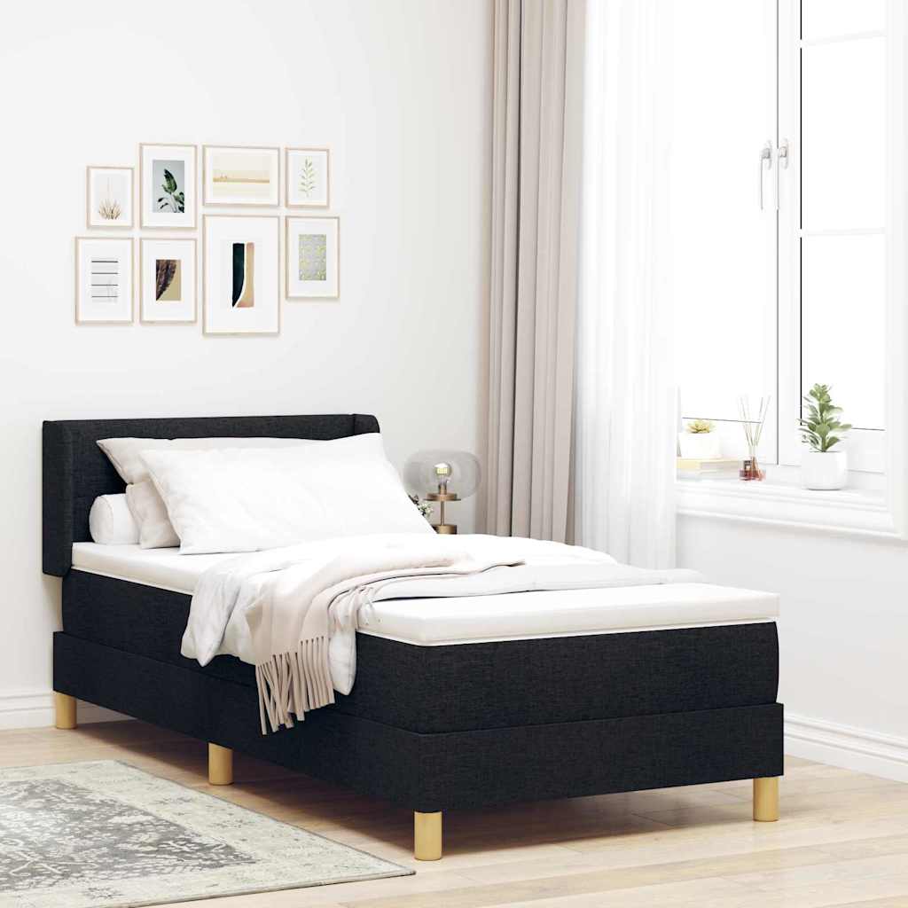 Postel S Boxspringem S Čelo Černá 200 X 80 Cm Textil